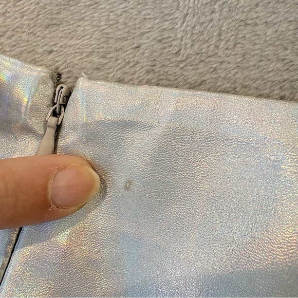 Barbiecore Disco Groovy Metallic Y2K Shiny Cosplay Space Mini Skirt Sz L - Picture 6 of 6